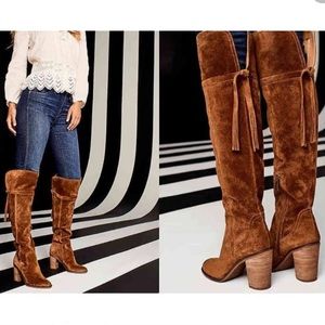 Franco Sarto Over The Knee Suede Cognac Boots
